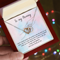 Gift for Mom Necklace with interlocking heart pendants in a red jewelry box from ShineOn Fulfillment