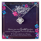 Gift for Mom Necklace with sparkling pendant in silver on floral Happy Mother's Day card background