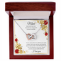 Gift for Mom Necklace with interlocking hearts in silver and rose gold in a wooden gift box