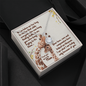 Gift for Mom Necklace with sparkling pendant in a gift box featuring a heartfelt giraffe design and message