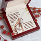 Gift for Mom Necklace with pendant in red gift box featuring heartfelt giraffe mom and baby message