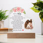 Gift for mom Printed Heart Acrylic Plaque with loving message and floral design on wooden base