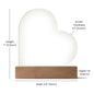 Gift for mom Printed Heart Acrylic Plaque with wooden base measuring 7 inches tall and 5.9 inches wide