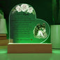 Gift for mom Printed Heart Acrylic Plaque with floral design and heartfelt daughter message illuminated on wooden base