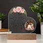 gift for mom Printed Heart Acrylic Plaque with floral design and heartfelt message on wooden base