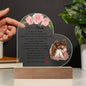 Gift for mom Printed Heart Acrylic Plaque with floral design and a loving mother and daughter illustration