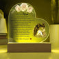 Gift for mom Printed Heart Acrylic Plaque with heartfelt message and floral design on wooden base