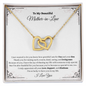 Gift for Mother in Law Necklace with gold double heart pendant in boxed jewelry display