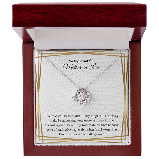 Gift for Mother in Law Necklace in silver with crystals in a wooden presentation box by ShineOn Fulfillment