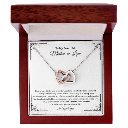 Gift for Mother in Law Necklace with interlocking hearts in a wooden box by ShineOn Fulfillment