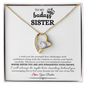 Gift for Sister Necklace gold heart pendant with crystals in gift box with brother's message
