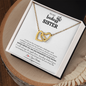 Gift for Sister Necklace with gold intertwined hearts on a chain in a Someone Said Gift box