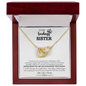 Gift for Sister Necklace with gold double heart pendant in wooden gift box from Someone Said Gift
