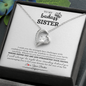 Gift for Sister Necklace with heart-shaped pendant and crystal on silver chain in presentation box