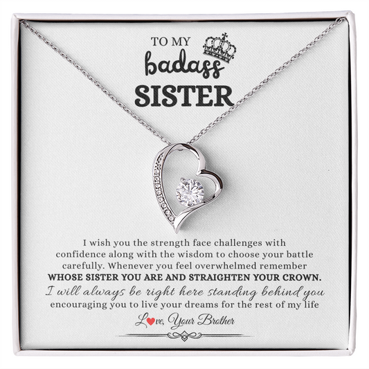 Gift for Sister Necklace heart pendant with crystal on silver chain in gift box from Someone Said Gift