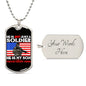 Gift For Soldier Dog Tag Necklace with Proud Army Mom design and customizable engraved back
