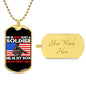 Gift For Soldier Dog Tag Necklace with Proud Army Mom design and customizable gold back plate