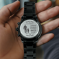 Gift for Son Chronograph Watch in black with engraved heartfelt message from dad on back