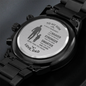 Gift for Son Chronograph Watch with engraved inspirational message from dad on stainless steel back
