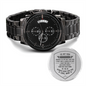 Gift for Son Chronograph Watch by Someone Said Gift with black dial and engraved message from mom