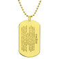 Gift for Son Dog Tag Necklace in gold with engraved sentimental message on ball chain