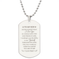 Gift for Son Dog Tag Necklace with engraved heartfelt message from dad on silver chain