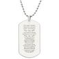 Gift for Son Dog Tag Necklace with inspirational engraved message from mom on silver chain