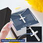 Gift for Son Necklace silver cross pendant with personalized engraving in a gift box by Someone Said Gift