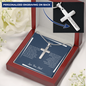 Gift for Son Necklace silver cross pendant with personalized engraving in gift box from Someone Said Gift