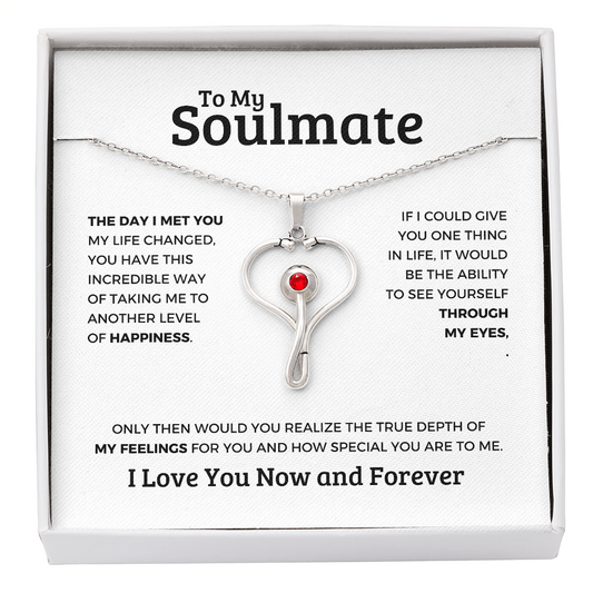 Gift for Soulmate Heart Necklace by ShineOn Fulfillment in a gift box with loving message