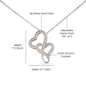 Gift for Soulmate necklace heart with 14k white gold finish and cubic zirconia crystals on adjustable chain
