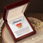 Gift for Soulmate necklace heart gold chain with intertwined hearts in elegant wooden box