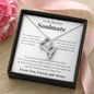 Gift for Soulmate necklace heart pendant in silver with intertwined hearts in a black gift box