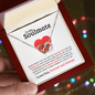 Gift for Soulmate necklace heart with two interlocking silver hearts in red box from ShineOn Fulfillment