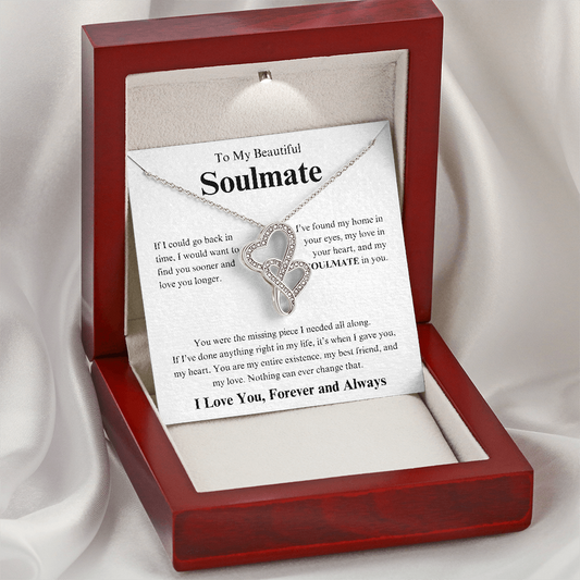 Gift for Soulmate necklace heart pendant in silver with gift box and romantic message card