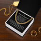 Gold chain necklace gift for the boyfriend presented in a black box with a heartfelt message