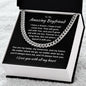 ShineOn Fulfillment silver chain necklace gift for the boyfriend in a black and white presentation box