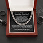 Silver chain necklace in a gift box with romantic message, perfect gift for the boyfriend