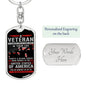 Gift For Veteran Dog Tag Keychain with personalized engraving and patriotic design by Someone Said Gift