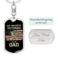 Gift For Veteran Dog Tag Keychain with My Favorite Veteran Is My Dad design and personalized engraving option
