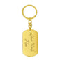 Gold personalized Gift For Veteran Dog Tag Keychain with customizable engraved text