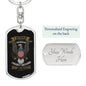Gift For Veteran Dog Tag Keychain with eagle design and customizable engraving on back