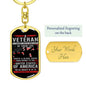 Gift For Veteran Dog Tag Keychain with personalized engraving and patriotic design for veterans