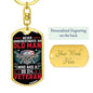 Gift For Veteran Dog Tag Keychain with skull and wings design and personalized engraving option