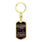 Gift For Veteran Dog Tag Keychain with patriotic design and gold keyring by Someone Said Gift