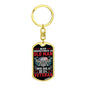 Gift For Veteran Dog Tag Keychain with gold ring and patriotic old man veteran design