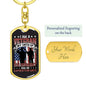 Gift For Veteran Dog Tag Keychain with patriotic design and personalized engraving option