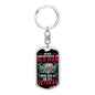 Gift For Veteran Dog Tag Keychain with Old Man Skull Design and DD 214 Military Tribute
