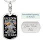 Gift For Veteran Dog Tag Keychain with Freedom eagle design and customizable engraving on the back