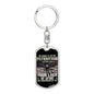 Gift For Veteran Dog Tag Keychain with patriotic eagle design and bold text from Someone Said Gift